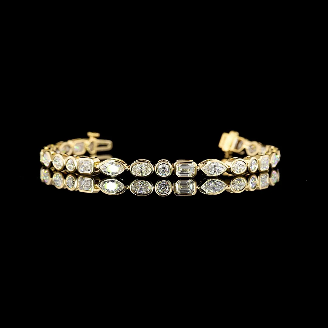 6.03 Cts 18k Yellow Gold Mix Shape Tennis Bracelet