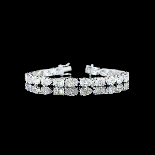 [BC14WTS1550PEW] 16.66 Cts 14k White Gold Mix Shape Tennis Bracelet