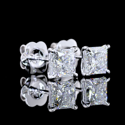 [ER14WSDPR200P] 2.04 Cts 14k White Gold Princess Shape Studs Earring