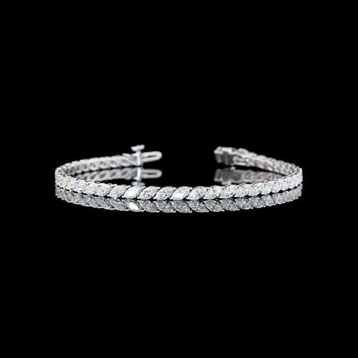 [BC14WTSMQ500PIN] 5.3 Cts 14k White Gold Marquise Shape Tennis Bracelet