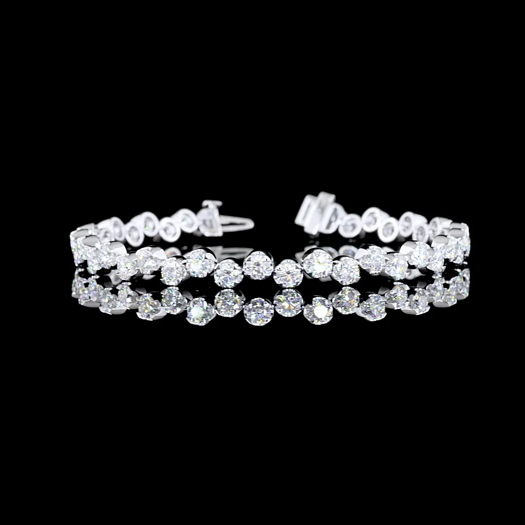 6.72 Cts 14k White Gold Round Shape Tennis Bracelet
