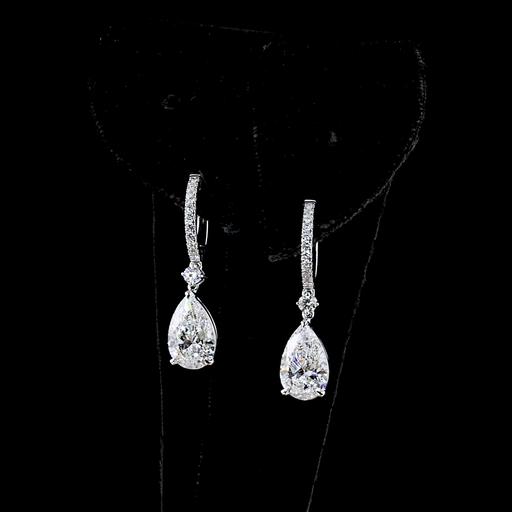 [ER14WHNPS350PNS] 3.8 Cts 14k White Gold Pear Shape Hanging Earring