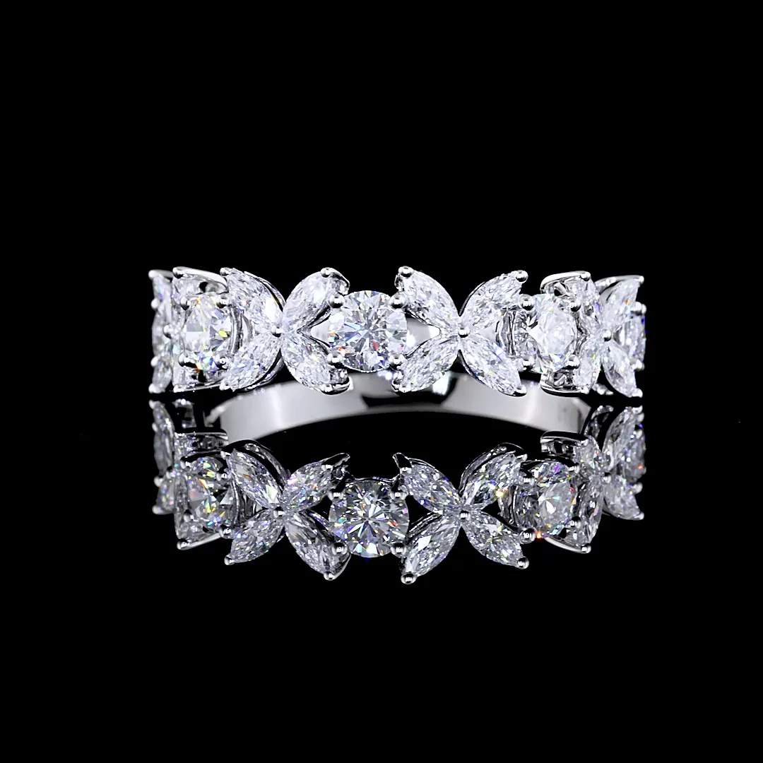 1.32 Cts 14k White Gold Marquise Shape Half Eternity Eternity Band