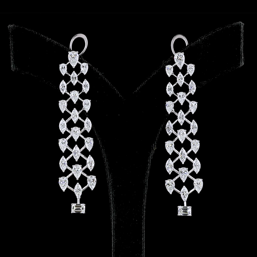 [ER14WHNPS1000PNS] 10.03 Cts 14k White Gold Pear Shape Hanging Earring