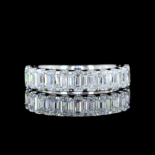 [EBPHFEM100PNS] 1.29 Cts Platinum Emerald Shape Half Eternity Eternity Band