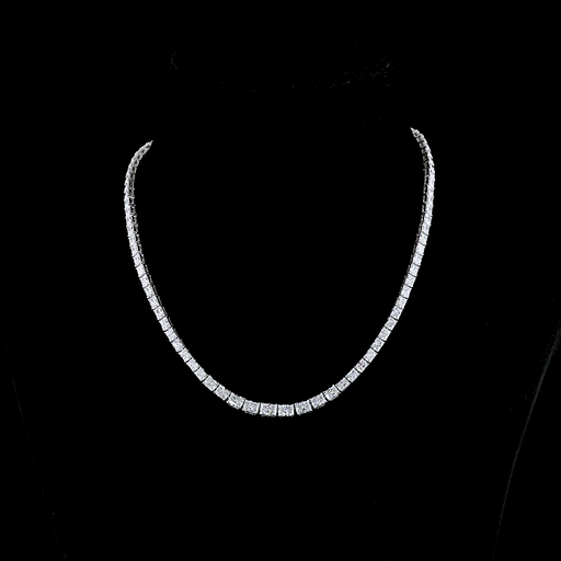 [NK14WRVRAD1550PEW] 19.21 Cts 14k White Gold Radiant Shape Riviera Necklace