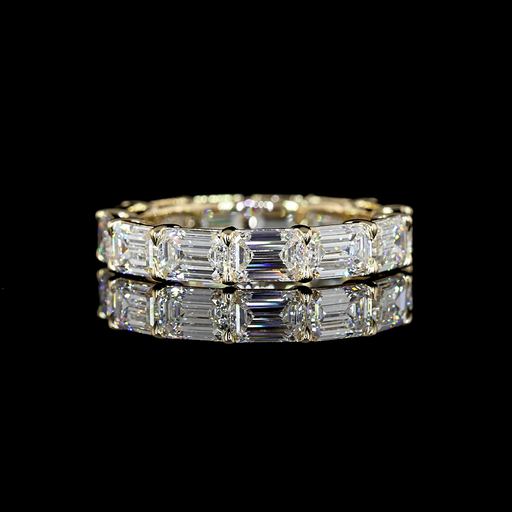 [EB14YEM400PEW] 4.06 Cts 14k Yellow Gold Emerald Shape Eternity Band Eternity Band