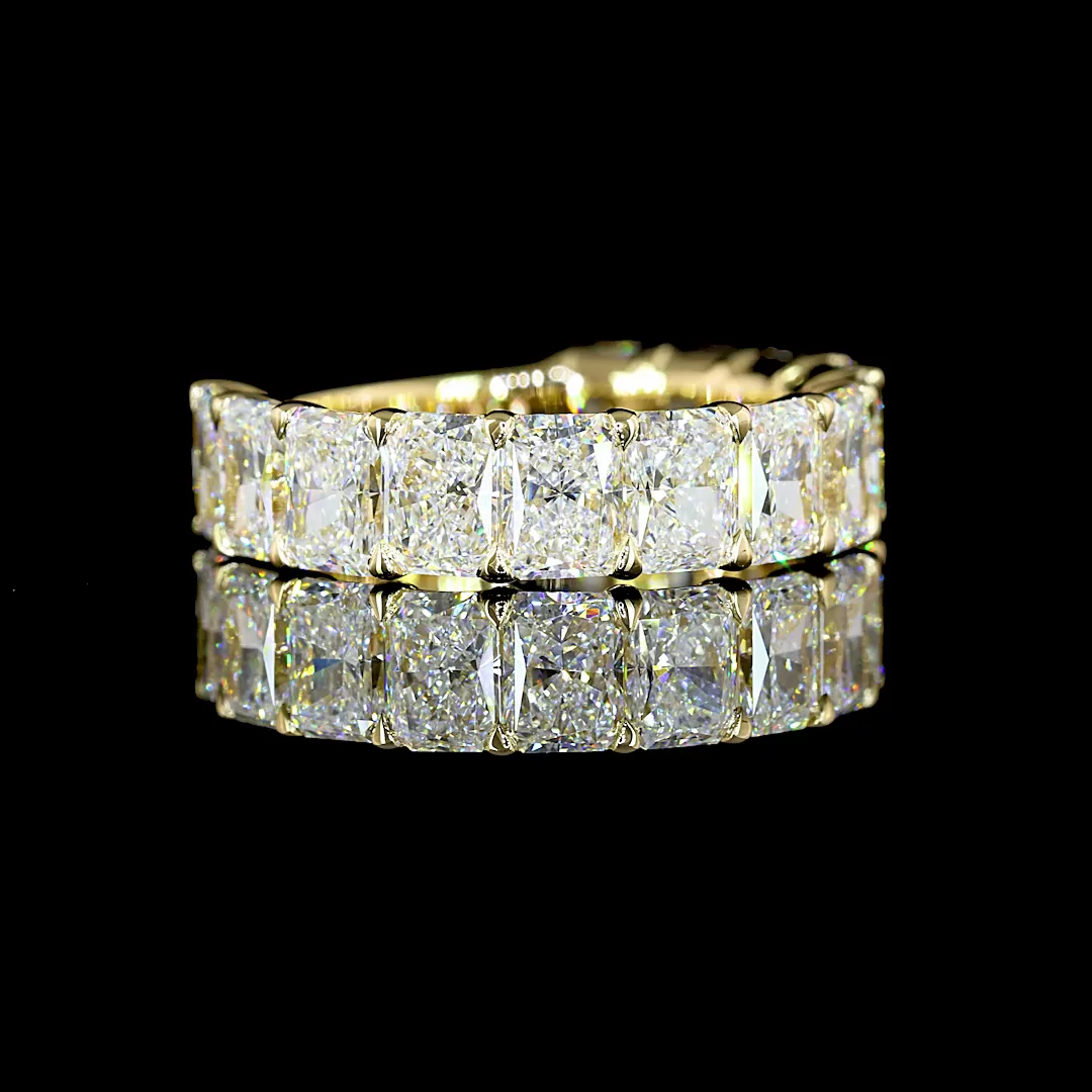 4.02 Cts 14k Yellow Gold Radiant Shape 3/4 Band Eternity Band