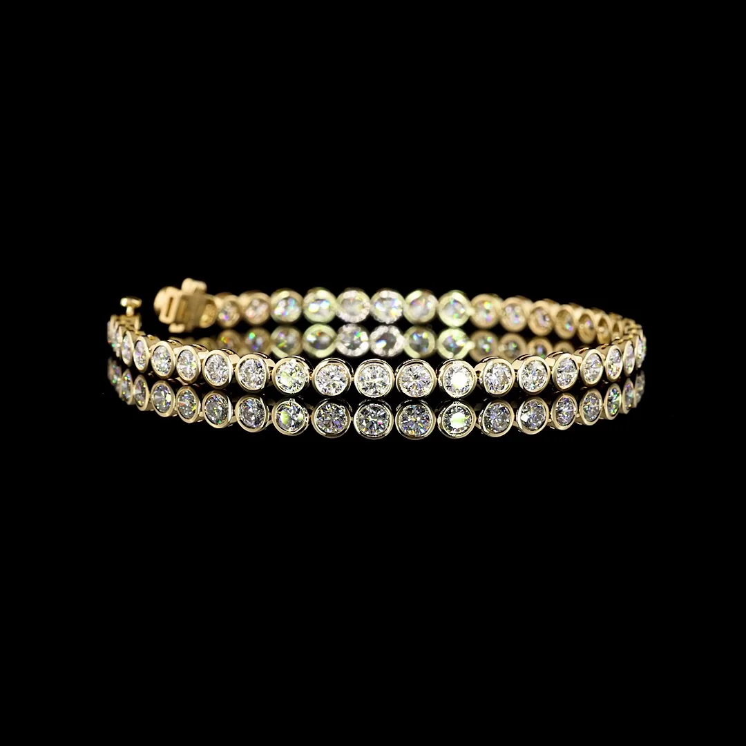 6.02 Cts 14k Yellow Gold Round Shape Tennis Bracelet