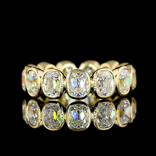 [EB14YANCU450BNS] 4.69 Cts 14k Yellow Gold Antique Cushion Shape Eternity Band Eternity Band