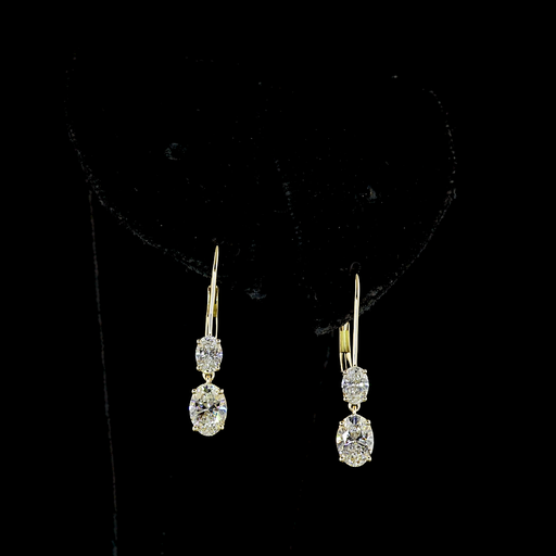 [ER14YHNOV100PEW] 1.39 Cts 14k Yellow Gold Oval Shape Hanging Earring