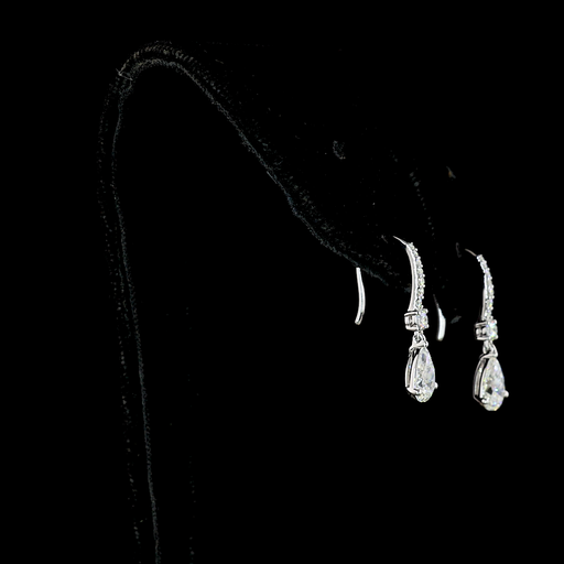 [ER14WHNPS100PEW] 1.16 Cts 14k White Gold Pear Shape Hanging Earring