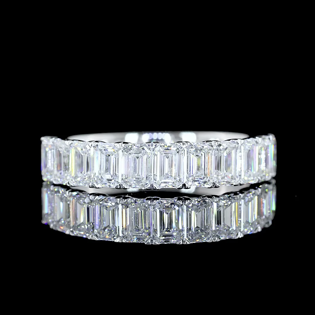 1.66 Cts 14k White Gold Emerald Shape Eternity Band Eternity Band