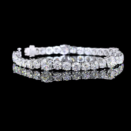 [BC14WSLTRD1550P] 17.26 Cts 14k White Gold Round Shape Station Line Tennis Bracelet