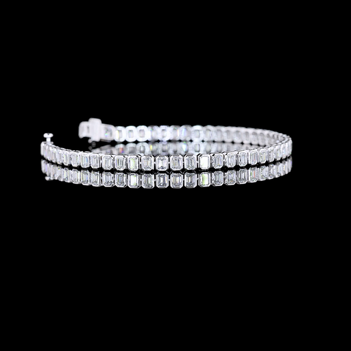 [BC14WTSEM500BNS] 5 Cts 14k White Gold Emerald Shape Tennis Bracelet