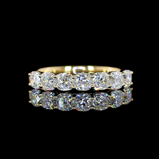 [EB14Y7SCB100P] 1.13 Cts 14k Yellow Gold Square Cushion Brilliant Shape 7 Stones Eternity Band