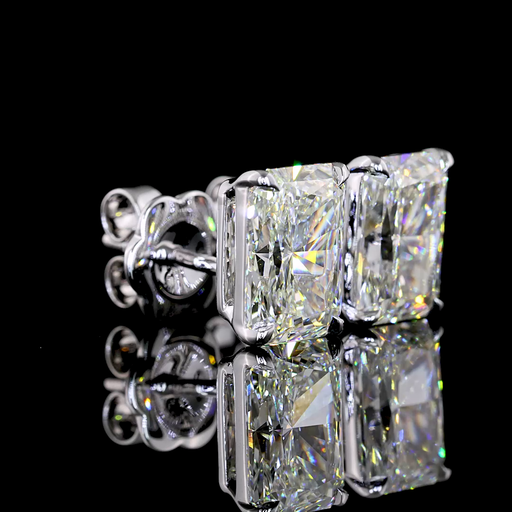 [ER14WSDRAD350P] 3.72 Cts 14k White Gold Radiant Shape Studs Earring