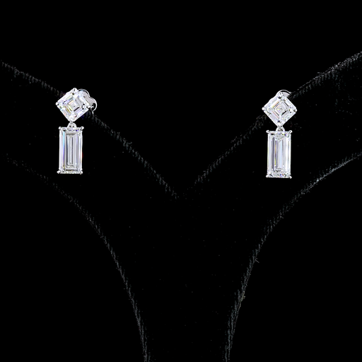 [ER14WHNBAG350PEW] 3.51 Cts 14k White Gold Baguette Shape Hanging Earring