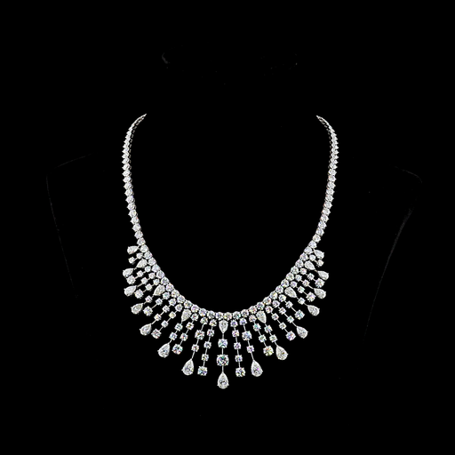 [NK14WSPRD1550P] 55.85 Cts 14k White Gold Round Shape Special Necklace