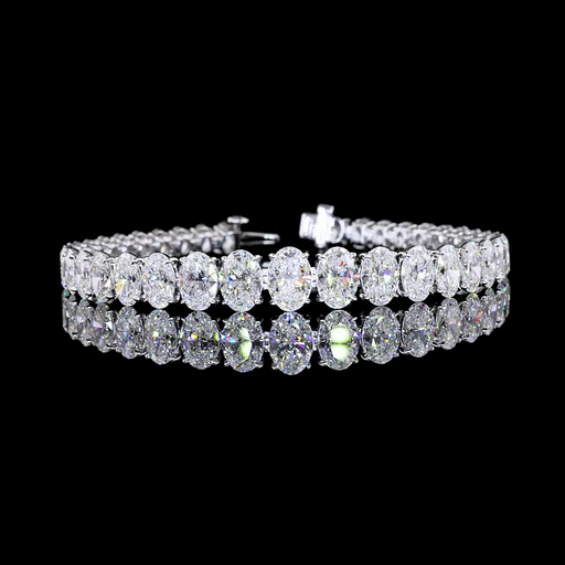 [BC14WRVOV1550PNS] 17.85 Cts 14k White Gold Oval Shape Riviera Bracelet