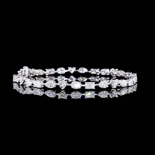 [BC14WST700P] 7.19 Cts 14k White Gold Mix Shape Station Bracelet