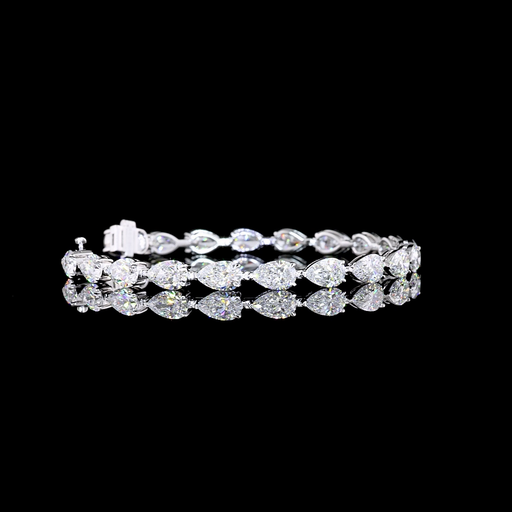 [BC14WTSPS1350PEW] 13.61 Cts 14k White Gold Pear Shape Tennis Bracelet