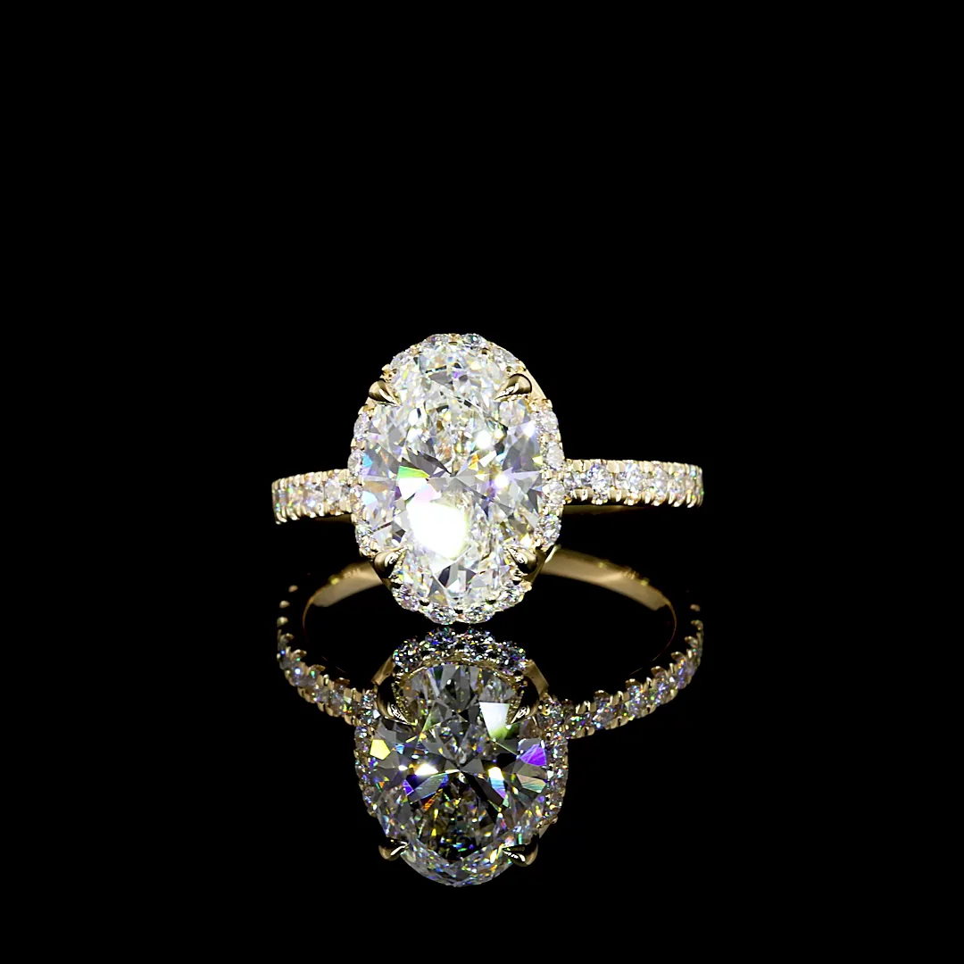 3.23 Cts 14k Yellow Gold Oval Shape Halo Ring