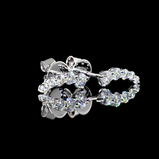 [ER14WCWRD50P] 0.53 Cts 14k White Gold Round Shape Crawler Earring