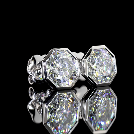[ER14WMTOCT400P] 4.01 Cts 14k White Gold Octagon Nova Shape Martini Earring