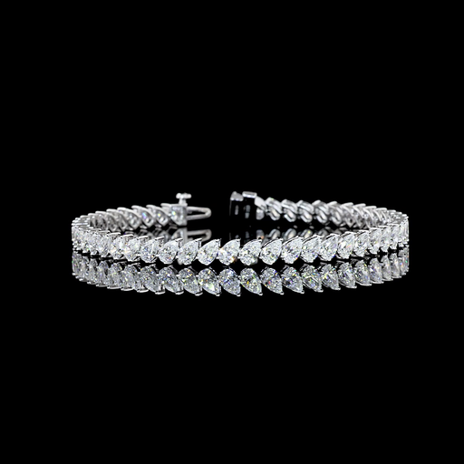[BC14WTSPS750PIN] 7.9 Cts 14k White Gold Pear Shape Tennis Bracelet