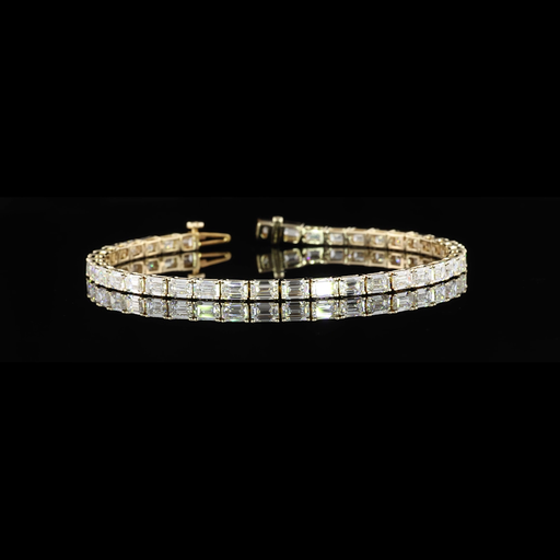 [BC14YTSEM800PEW] 7.93 Cts 14k Yellow Gold Emerald Shape Tennis Bracelet