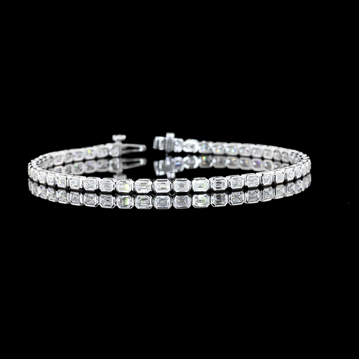 [BC14WTSEM275BEW] 2.75 Cts 14k White Gold Emerald Shape Tennis Bracelet