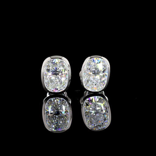 [ER14WSDBECU300B] 3.23 Cts 14k White Gold Cushion Brilliant Shape Studs Earring