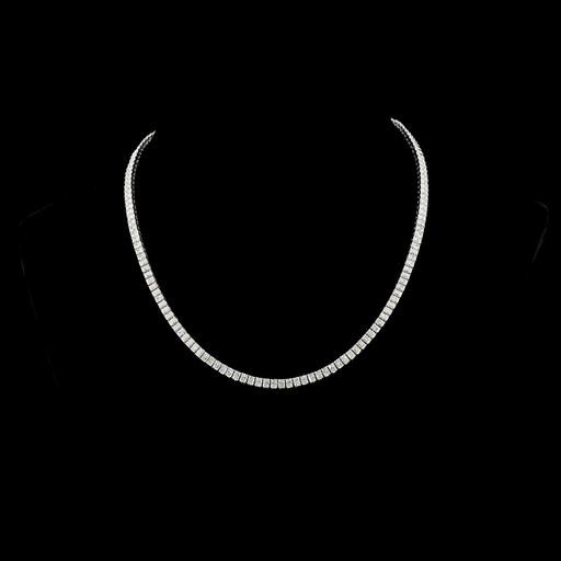 [NK14WTSRAD1500PNS] 15.3 Cts 14k White Gold Radiant Shape Tennis Necklace