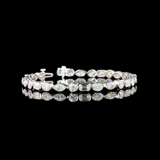 [BC14WTS800BEW] 7.93 Cts 14k White Gold Mix Shape Tennis Bracelet