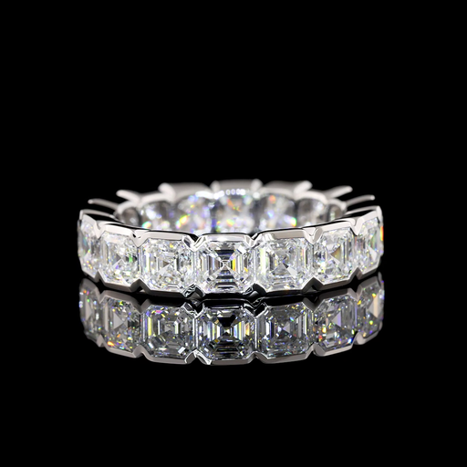 [EB14WAS450HB] 4.72 Cts 14k White Gold Asscher Shape Eternity Band Eternity Band