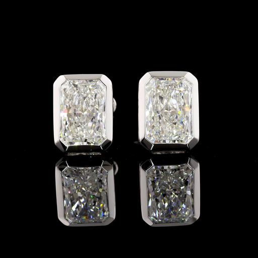 [ER14WSDRAD300B] 3.07 Cts 14k White Gold Radiant Shape Studs Earring