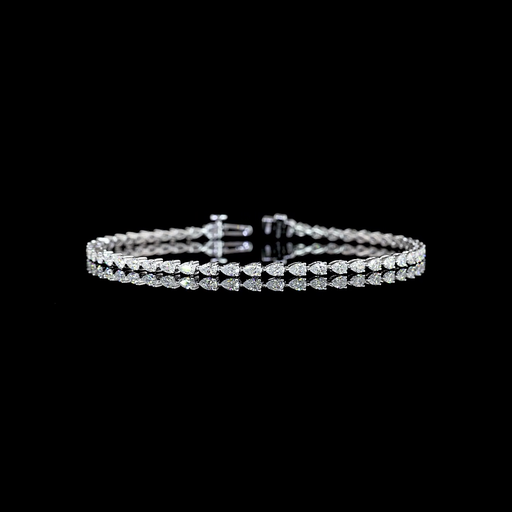 [BC14WTSPS250PEW] 2.62 Cts 14k White Gold Pear Shape Tennis Bracelet