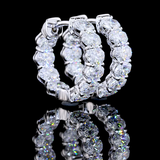 [ER14WHNOV200P] 2.01 Cts 14k White Gold Oval Shape Hanging Earring