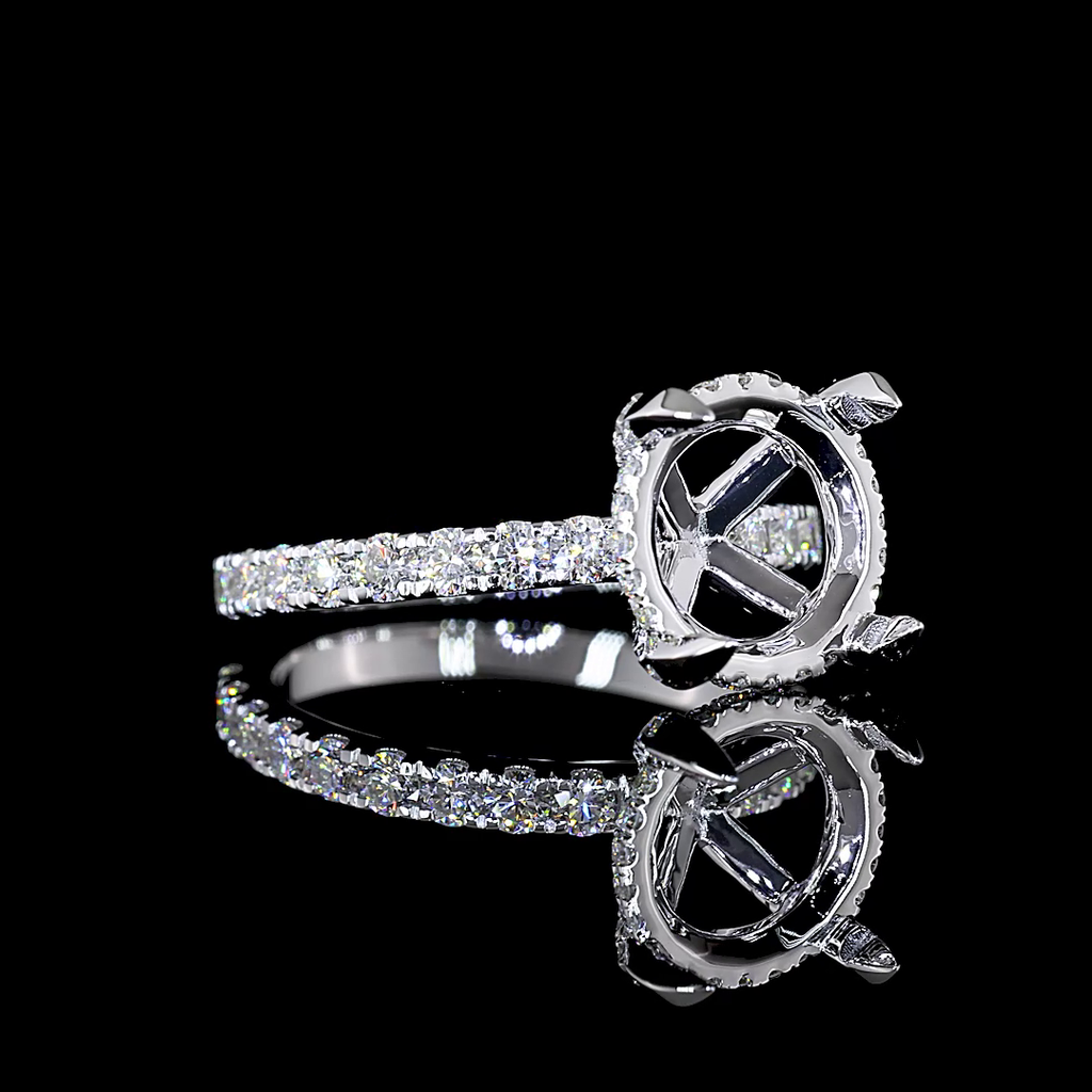 0.92 Cts 14k White Gold Shape Hidden Halo Ring