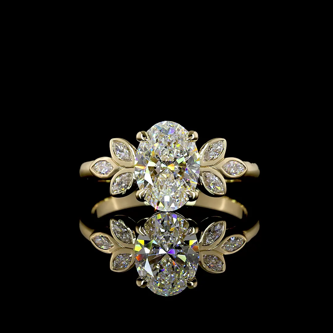 1.74 Cts 14k Yellow Gold Oval Shape Special Ring