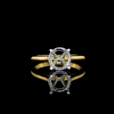 0.08 Cts 18k Yellow Gold - Platinum Shape Hidden Halo Ring