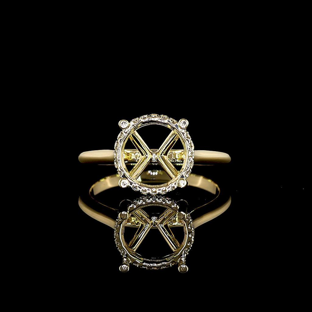 0.11 Cts 14k Yellow Gold Round Shape Hidden Halo Ring