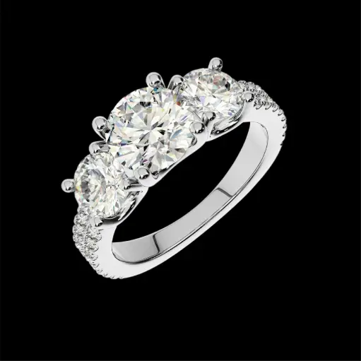 The Trellis Three Stone Round Brilliant Engagement Ring Style ENG404