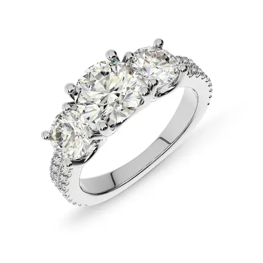 The Trellis Three Stone Round Brilliant Engagement Ring Style ENG404