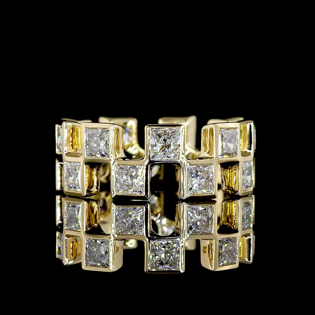 3.62 Cts 14k Yellow Gold Princess Shape Eternity Band Eternity Band