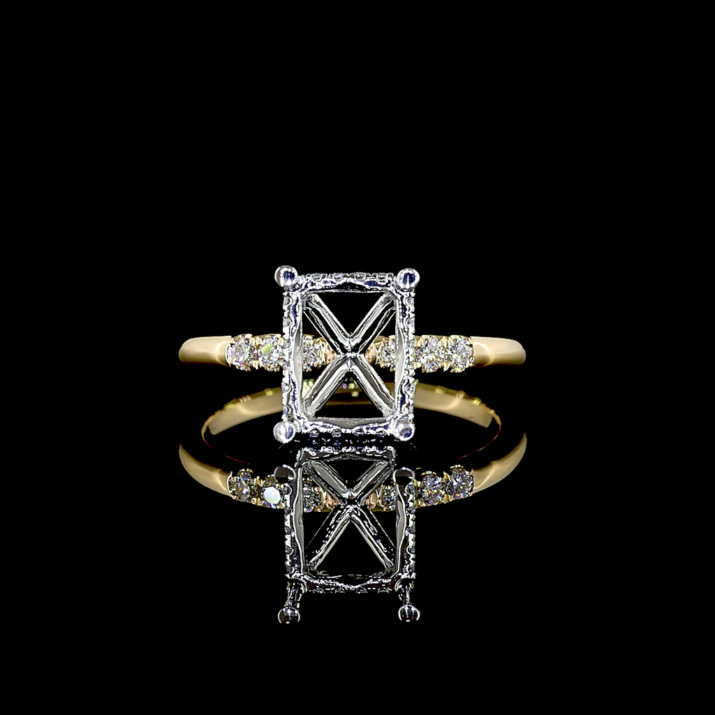 0.25 Cts 14k Yellow Gold - Platinum Round Shape Hidden Halo Ring