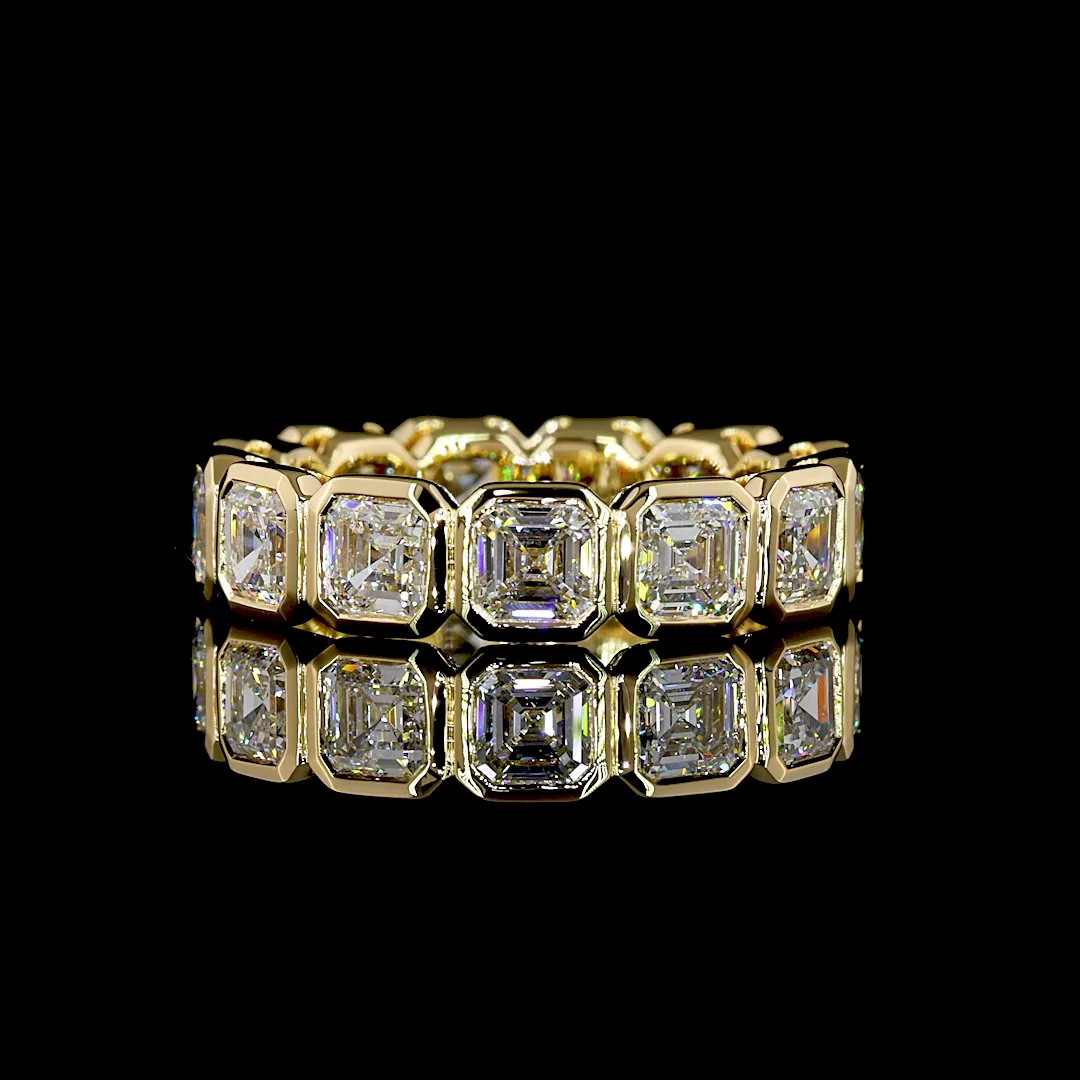 4.03 Cts 18k Yellow Gold Asscher Shape Eternity Band Eternity Band