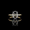 0.24 Cts 14k Yellow Gold - Platinum Oval Shape Hidden Halo Ring