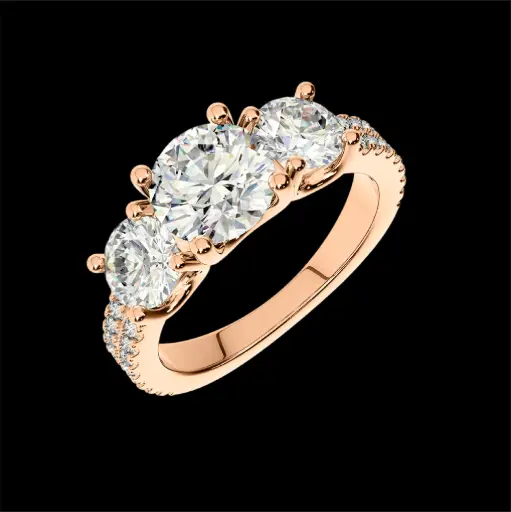 The Trellis Three Stone Round Brilliant Engagement Ring Style ENG404